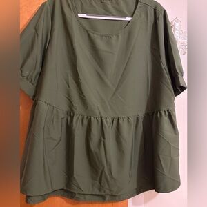 Olive green babydoll blouse
